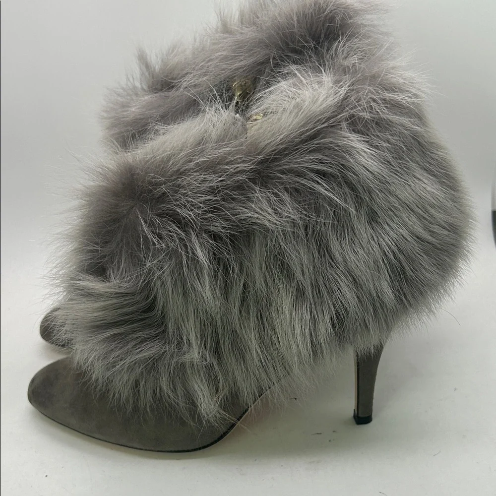Bettye Muller Gray Fur-Trimmed Ankle Booties Boots Shoes **Size 35.5/US 5.5**🌸🌸 - Picture 4 of 8